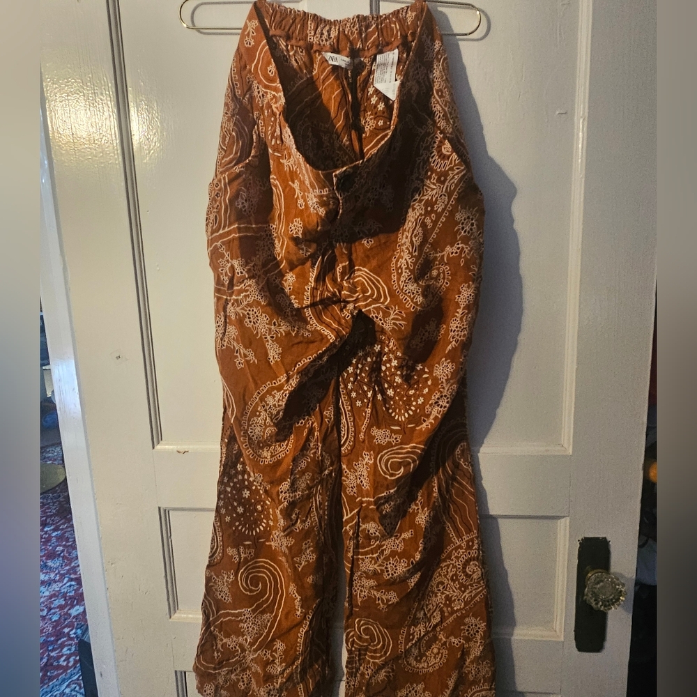 Zara Rust Paisley Jumpsuit